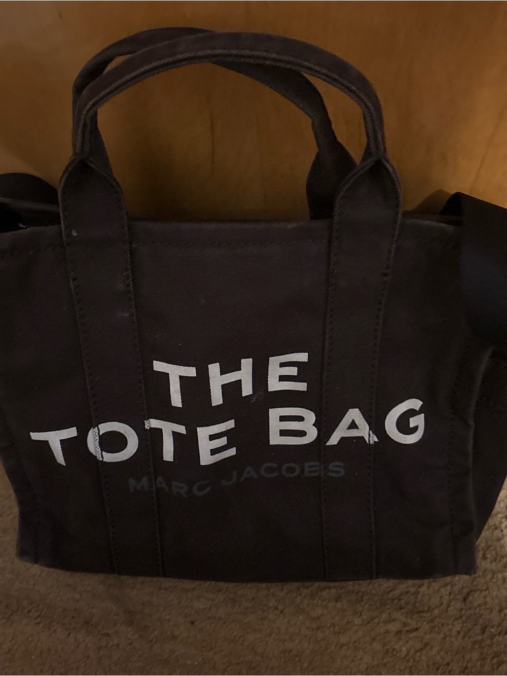 Marc Jacobs Black Canvas 'The Tote Bag' with White Logo